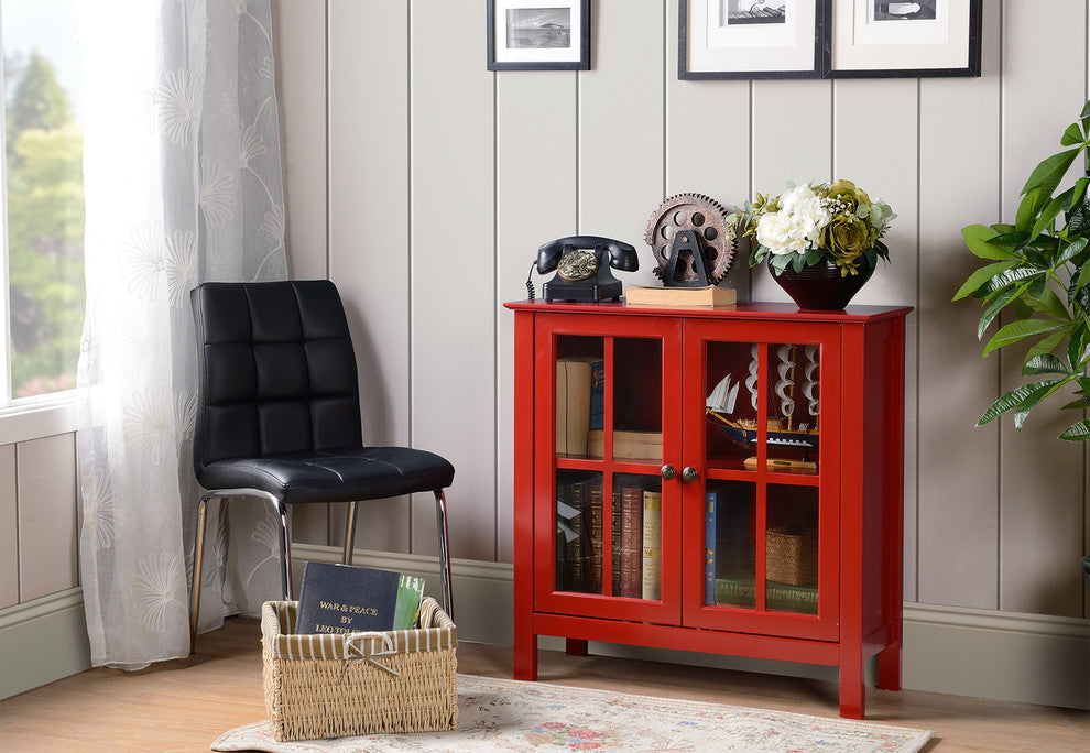 Os Home And Office Red Glass Door Accent And Display Cabinet