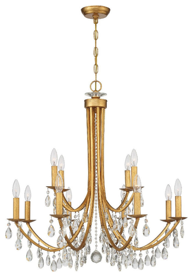 Crystorama 8829-GA-CL-S, 12-Light Chandelier, Antique Gold