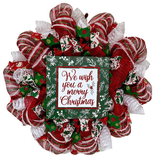 We Wish You A Merry Christmas Holly Wreath