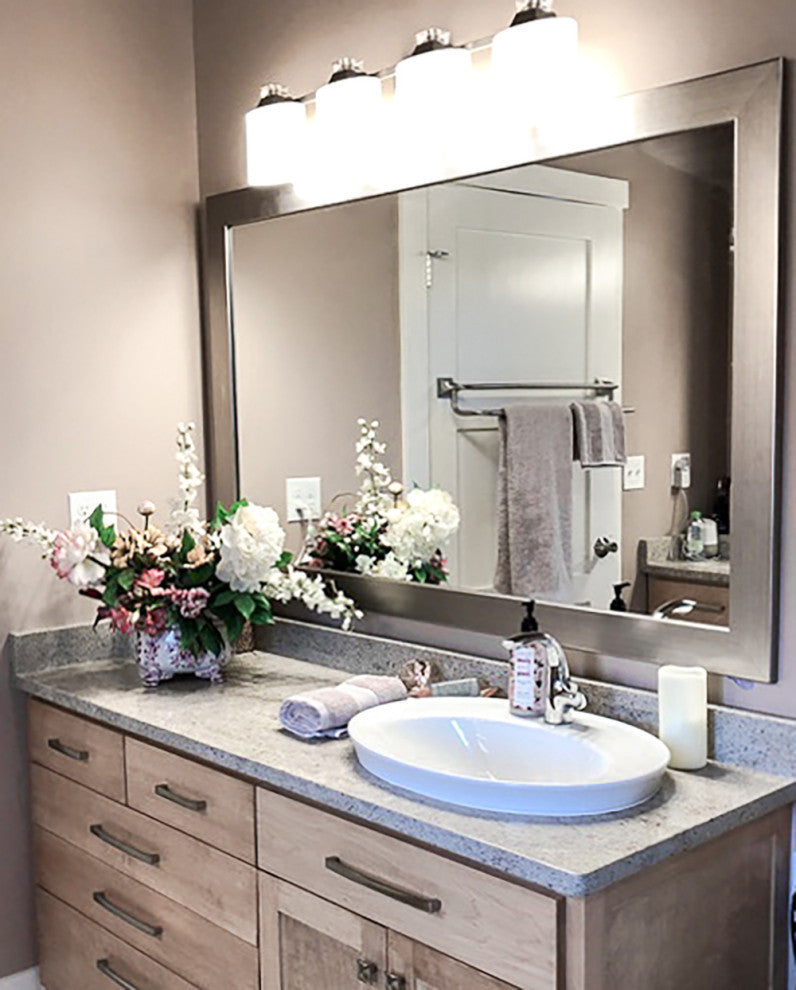 Pendleton Framed Wall Mirror, Nickel, 22"x30"