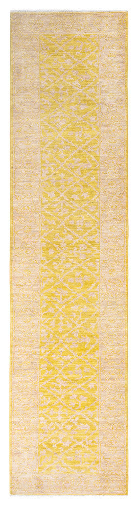 Eclectic, One-of-a-Kind Hand-Knotted Area Rug Yellow, 2'9"x11'8"