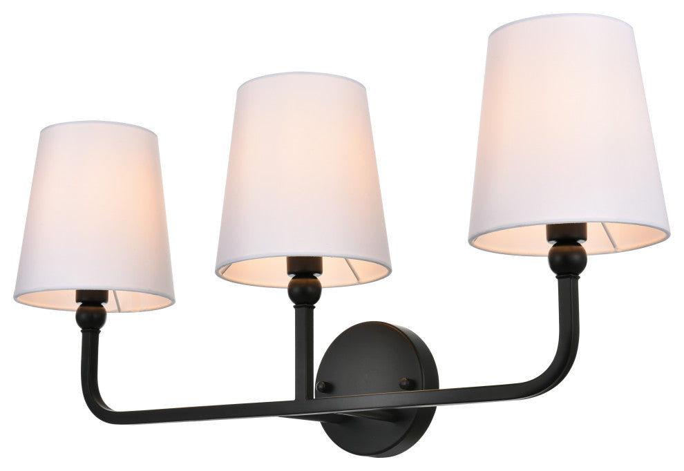 3 Light Black And Clear Bath Sconce