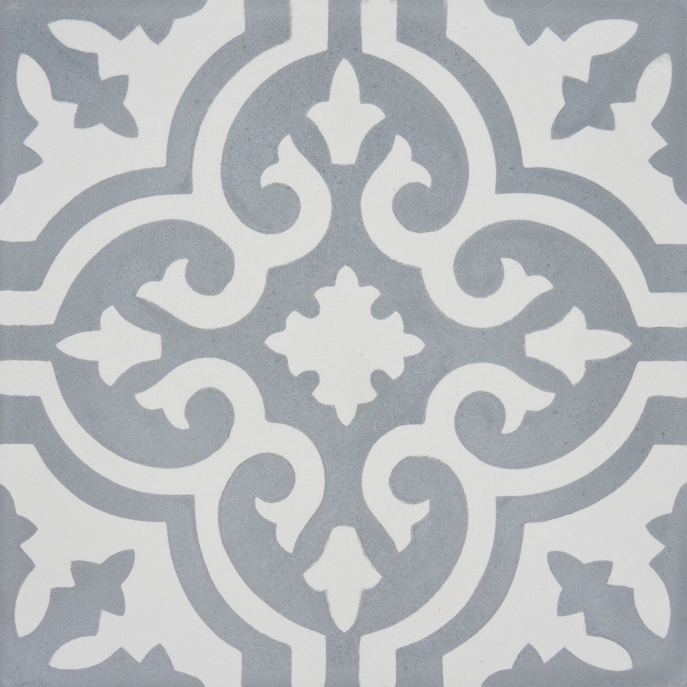 8"x8" Argana Handmade Cement Tile White/Gray, Set of 12