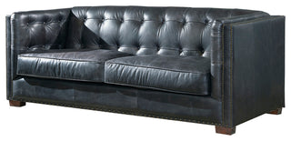Top Grain Vintage Leather Tuxedo Sofa, Slate