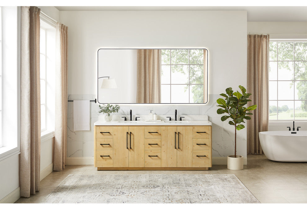 Serene Bathroom Vanity, Nature Brown, 84", No Mirror