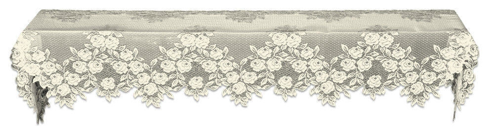 Tea Rose 20"x90" Mantle Scarf, Ecru