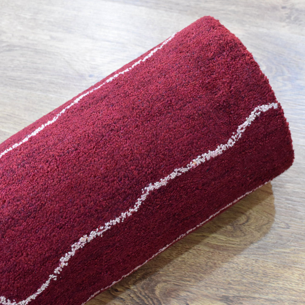 HAND KNOTTED LOOM SILK ECO-FRIENDLY RUGS-9'x12',Rectangle,Red White,Contemporary