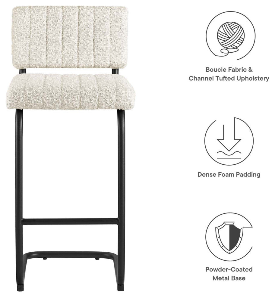 Parity Boucle Counter Stools, Set of 2, Black Ivory