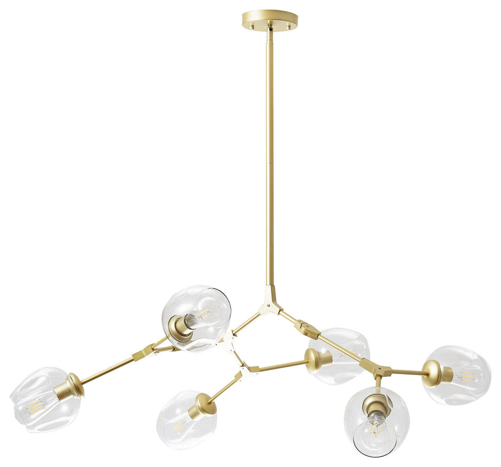 8-Light Adjustable Colorful Glass Shades Chandelier Pendant,Clear Glass Shades, Clear, 6light