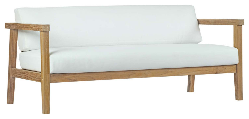 Bayport 5 Piece Outdoor Patio Teak Set, Natural White