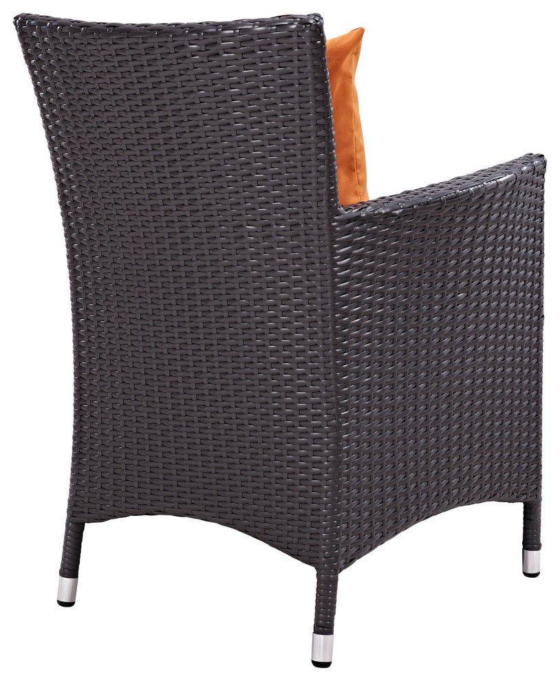 Modway Convene 7 Piece Outdoor Patio Dining Set, Espresso Orange