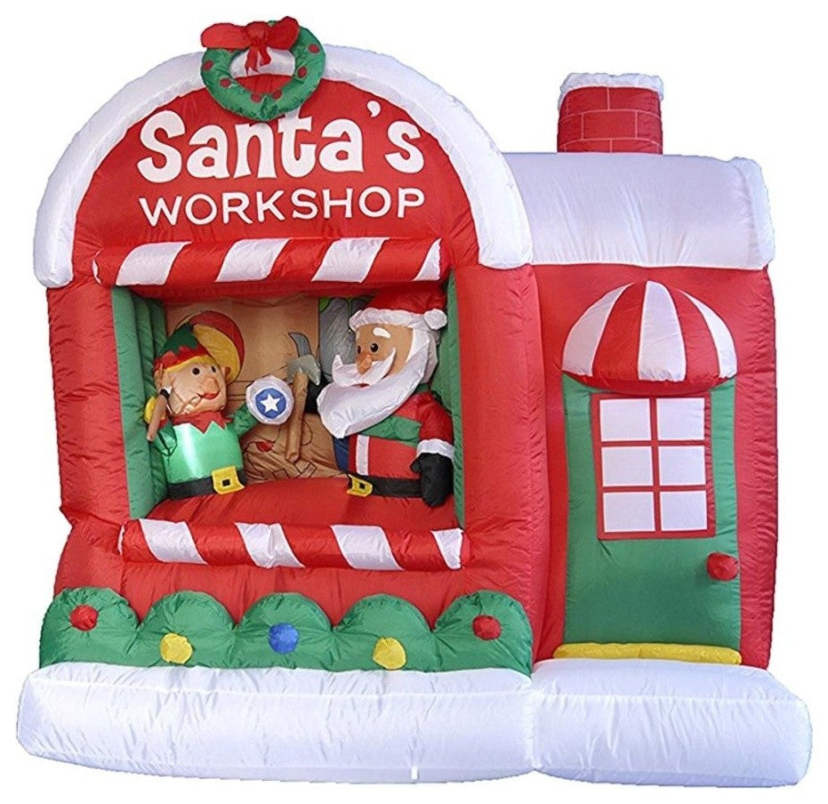 5' Inflatable Lighted Santa Claus Workshop Christmas Yard Art Decoration