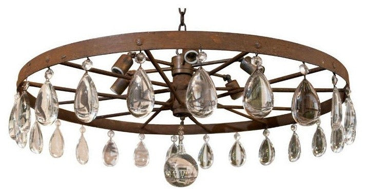 Rusted Wagon Wheel Chandelier