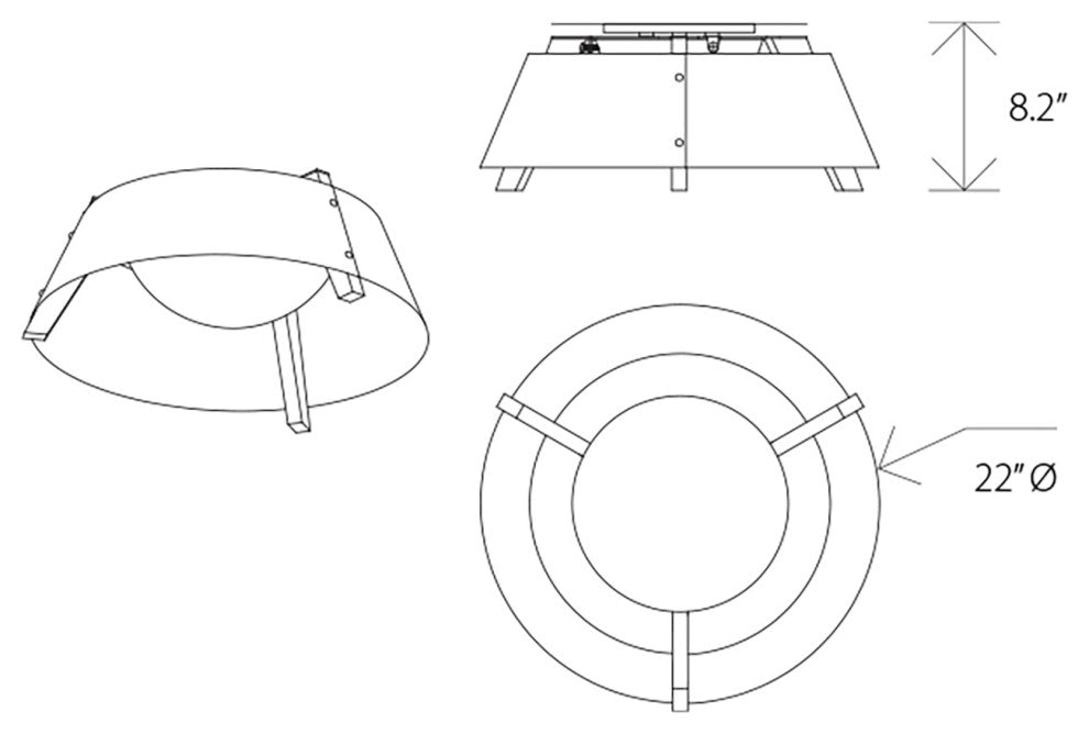 Casia 22" Flush Mount, White Washed Oak, Matte Black With Matte White Interior, 3500 K Led