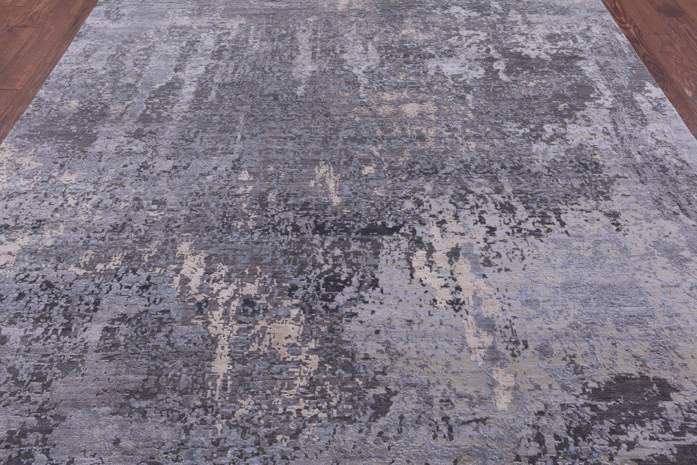 7' 10" X 10' 1" Wool and Silk Modern Handmade Rug Q8657