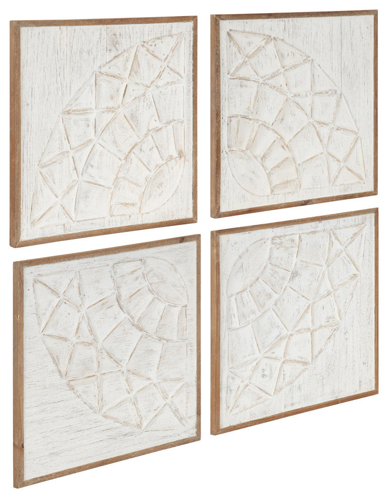 Yadirah Wall Art Set, Rustic Brown/White, 4 Piece, 12"x12"