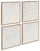 Yadirah Wall Art Set, Rustic Brown/White, 4 Piece, 12"x12"