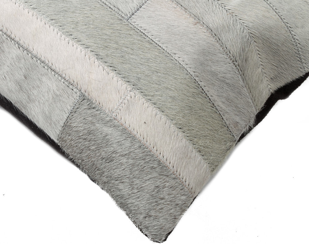 12"x20" Torino Madrid Cowhide Pillow, Gray