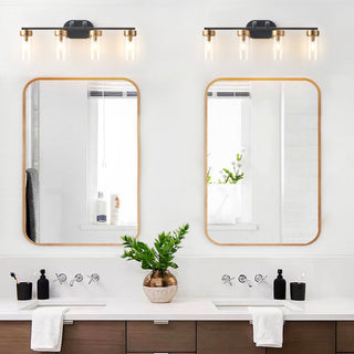 Modern 4-Light Bathroom Vanity Lighting Fixture with Glass Shades