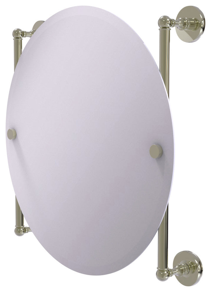 Prestige Skyline Round Frameless Rail Mounted Mirror, Polished Nickel