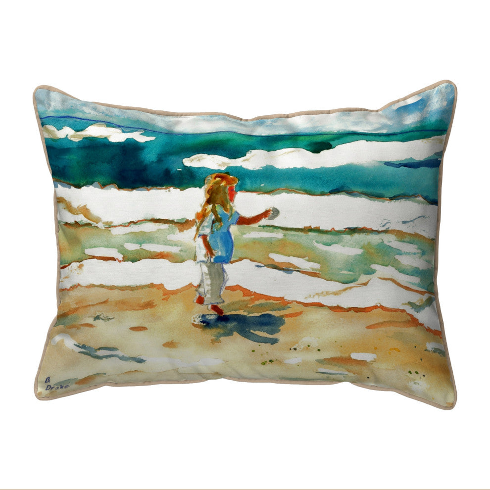 Girl at the Beach Large Indoor/Outdoor Pillow 16x20