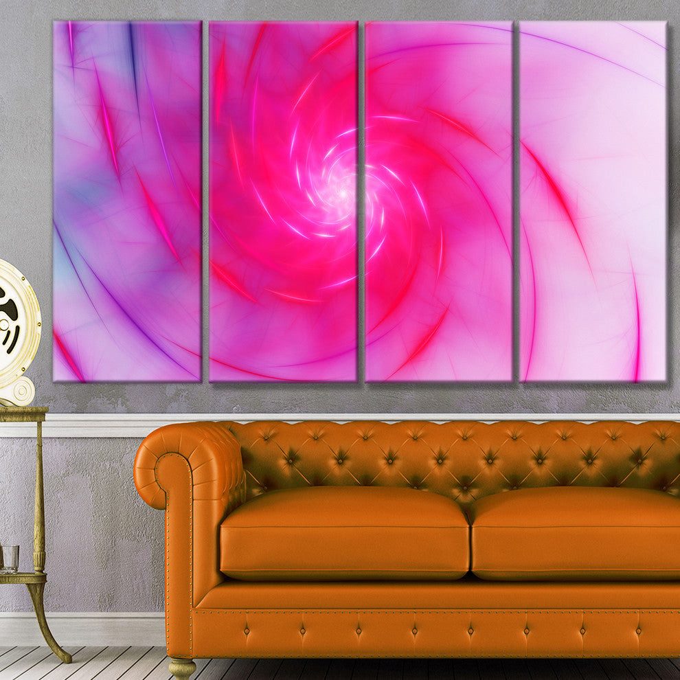 Beautiful Fractal Pink Whirlpool, Floral Canvas Art Print, 48"x28", 4 Panels