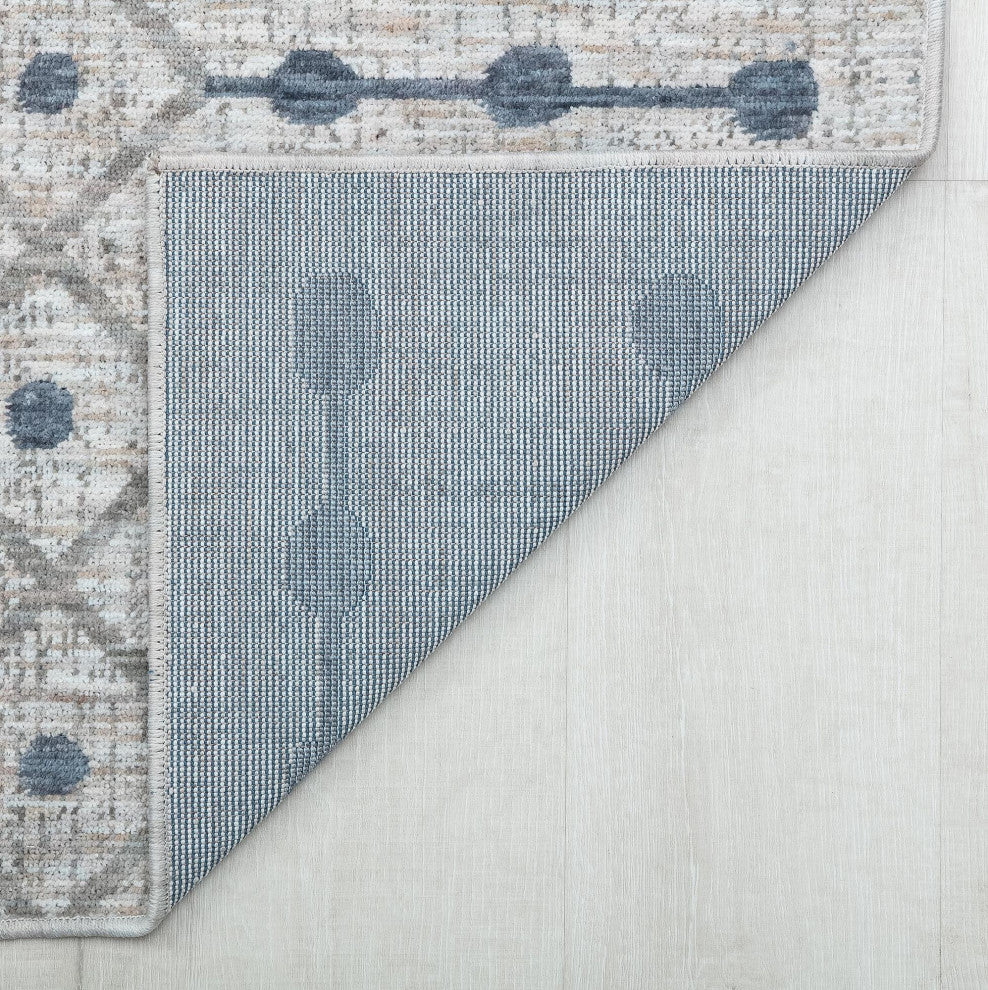 Jade La Paloma White  Moroccan Tribal Ivory Recycled Area Rug, 2'6" X 8'