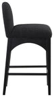 Waldorf Chenille Upholstered Stool, Black, Chenille, Natural Finish, Black, Boucle Fabric, Black Finish