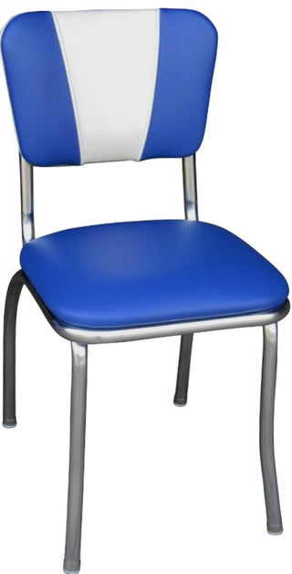Retro Home Upholstered 'V' Back Dining Chair, Blue and White