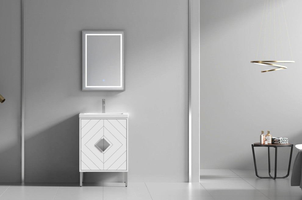 24" Tennant Brand Modern Style White Eileen Bathroom Sink Vanity