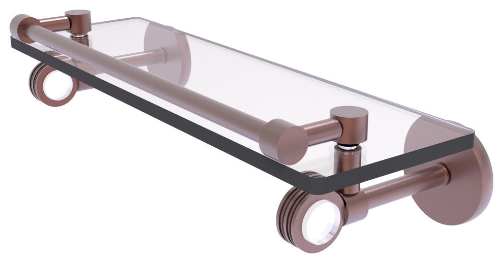 Clearview 16" Gallery Rail Glass Shelf with Dotted Accents, Antique Copper