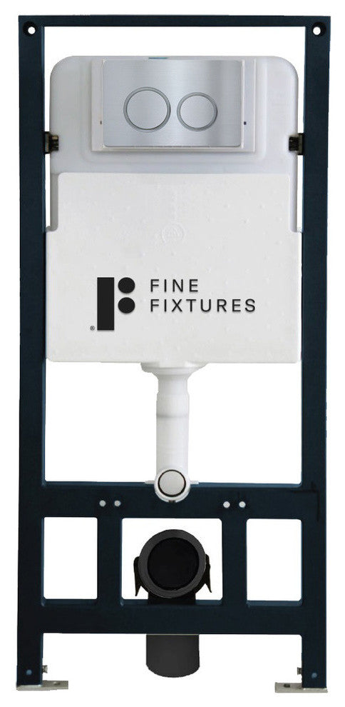 Concealed Tank For Wall Toilets, 2x6" Wall Studs, Polished Chrome Push Plate