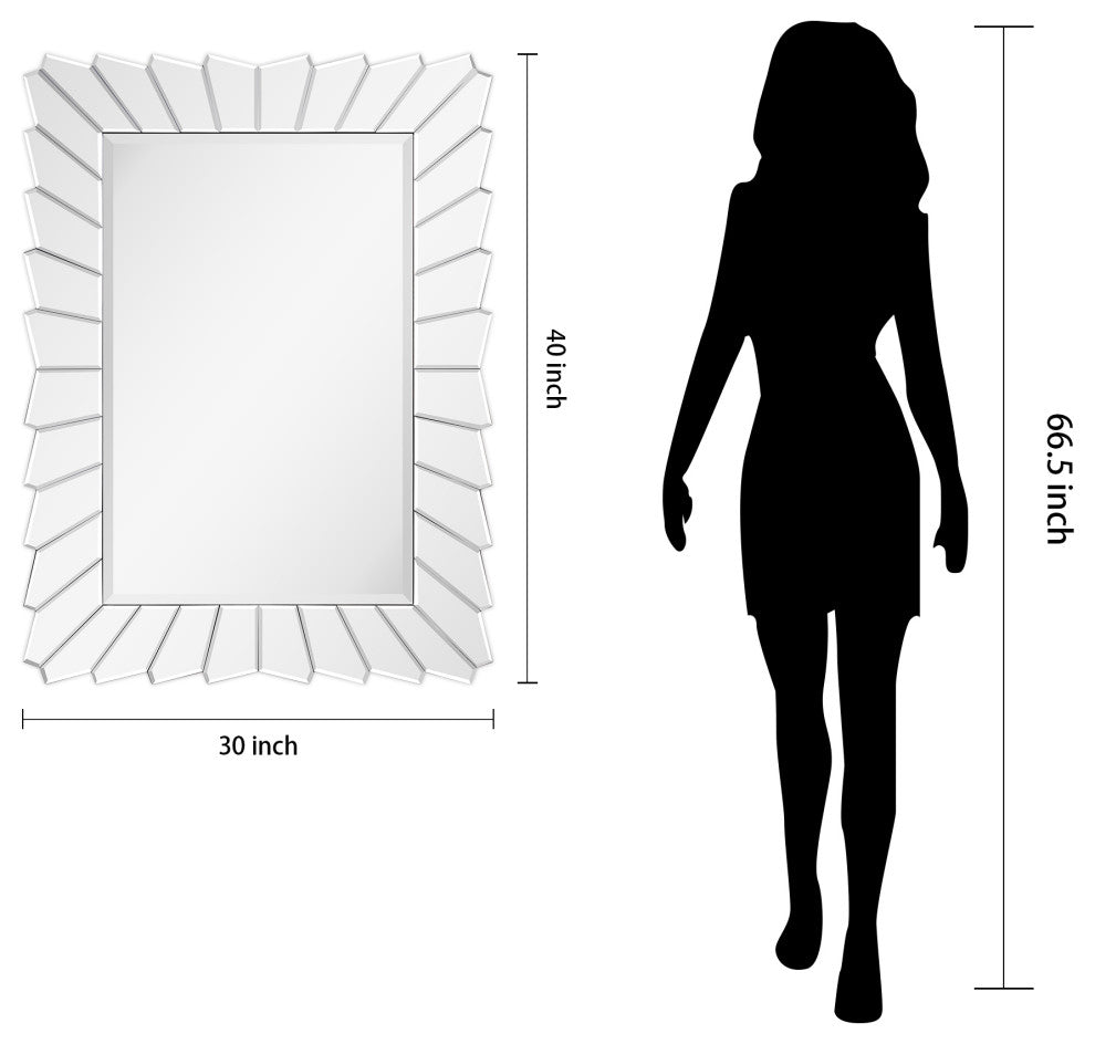 Traverse Modern Beveled Rectangular Wall Mirror, 30"x40"