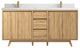 Madison Teak 72 Double Sink Bath Vanity in Light Natural 2" Calacatta Laza