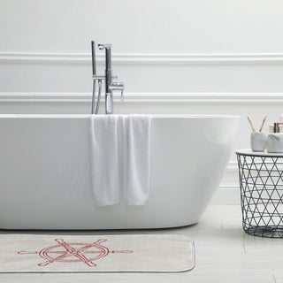 34" x 21" Large Ship Wheel Bathmat, Ligonberry Red