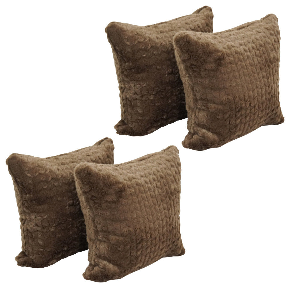 17" Jacquard Throw Pillows With Inserts, Set of 4, Dainty Mocha
