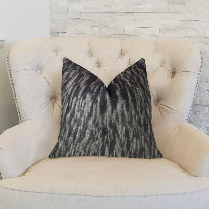 Plutus Wolf Fur Handmade Throw Pillow, (24" x 24")