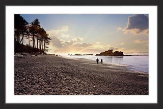 "Sunset Beach Walk" Framed Painting Print, 18"x12"