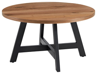 3-Piece Coffee Table Set Industrial Modern Round Coffee Table and 2 Side Tables