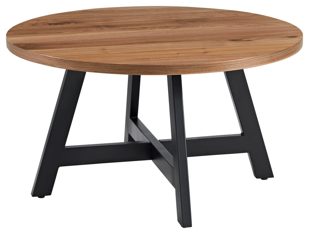3-Piece Coffee Table Set Industrial Modern Round Coffee Table and 2 Side Tables