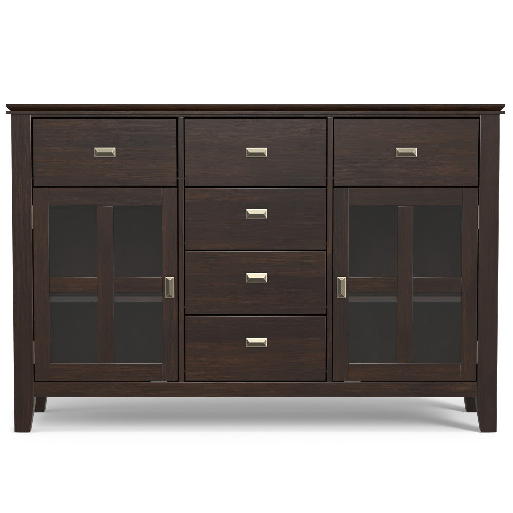 Artisan Solid Wood Sideboard Buffet, Dark Chestnut Brown