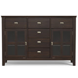 Artisan Solid Wood Sideboard Buffet, Dark Chestnut Brown