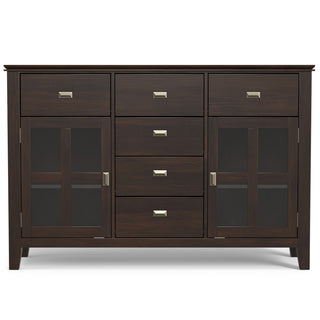 Artisan Solid Wood Sideboard Buffet, Dark Chestnut Brown