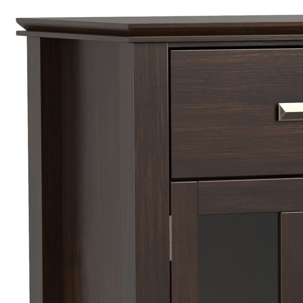 Artisan Solid Wood Sideboard Buffet, Dark Chestnut Brown