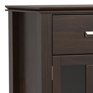 Artisan Solid Wood Sideboard Buffet, Dark Chestnut Brown