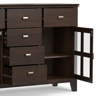Artisan Solid Wood Sideboard Buffet, Dark Chestnut Brown