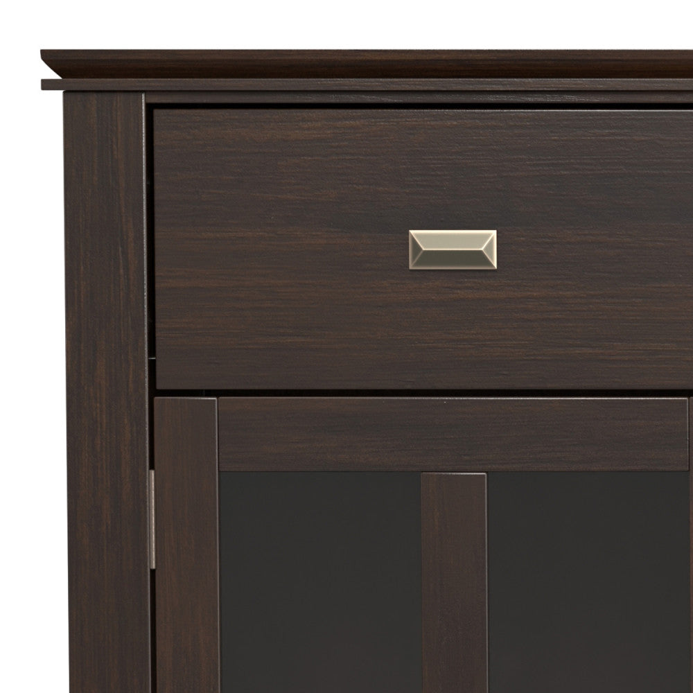 Artisan Solid Wood Sideboard Buffet, Dark Chestnut Brown