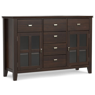 Artisan Solid Wood Sideboard Buffet, Dark Chestnut Brown