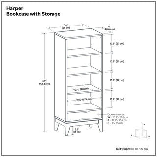 Harper Bookcase with Storage