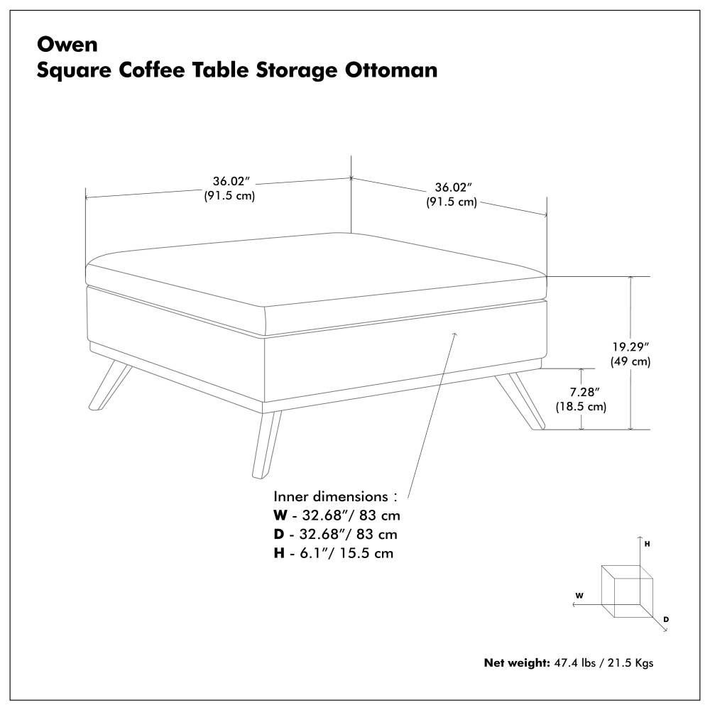 Owen Square Coffee Table Storage Ottoman